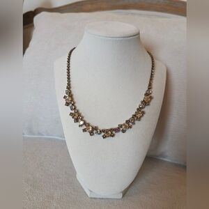 NWT Sorrelli Crystal Cluster Necklace - Champagne and Clear Rhinestones